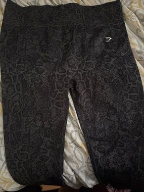 Gymshark Black Charcoal Snake-Print Leggings